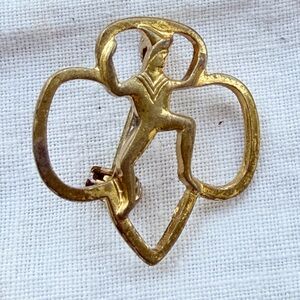 Vintage 1950s Girl Scout Brownie Gold Brooch pin